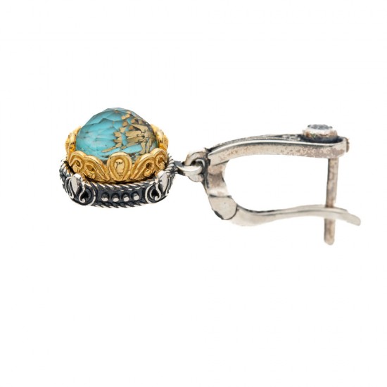 Σκουλαρίκια ασημενια βυζαντινα με τυρκουαζ 