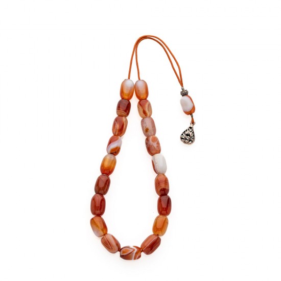 Κομπολοι με ασημι και αχατη πορτοκαλι